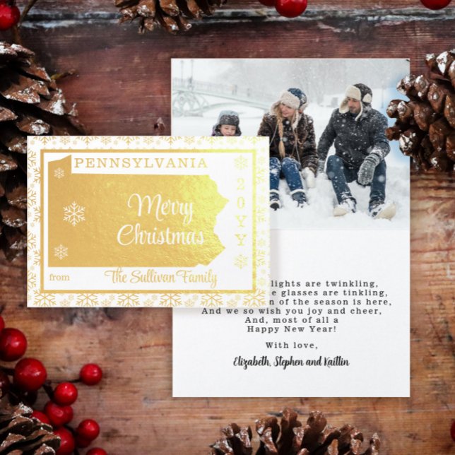 Merry Christmas from Pennsylvania State | Photo Foil Card (Creator Uploaded)