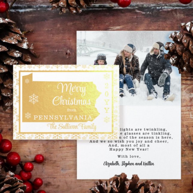 Merry Christmas from Pennsylvania State | Photo Foil Card (Creator Uploaded)