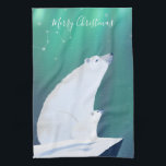 Merry Christmas From Polar-Bears  Tea Towel<br><div class="desc">Hand painted cute winter polar bear illustration</div>