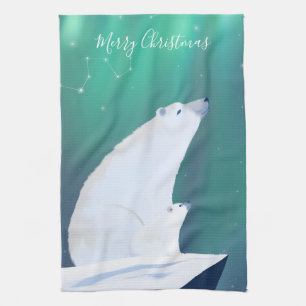 Merry Christmas From Polar-Bears  Tea Towel