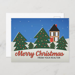 Merry Christmas From Realtor Decorated Trees With  Holiday Postcard