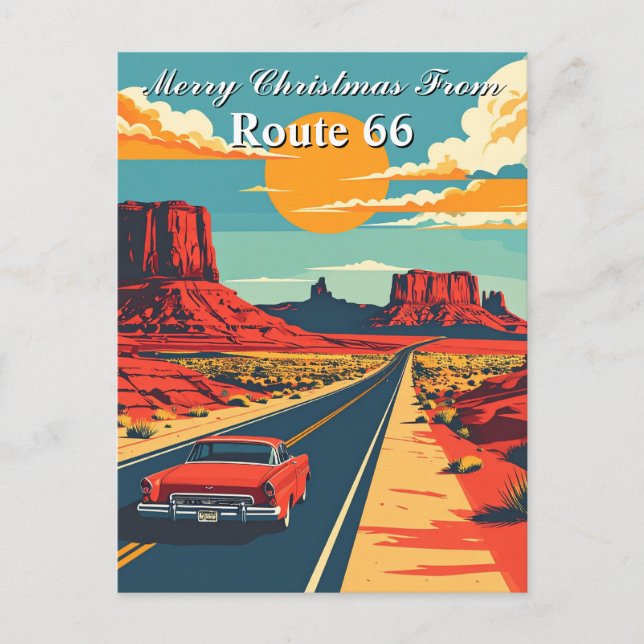 Merry Christmas from Route 66 Retro Road Trip Postcard (Front)