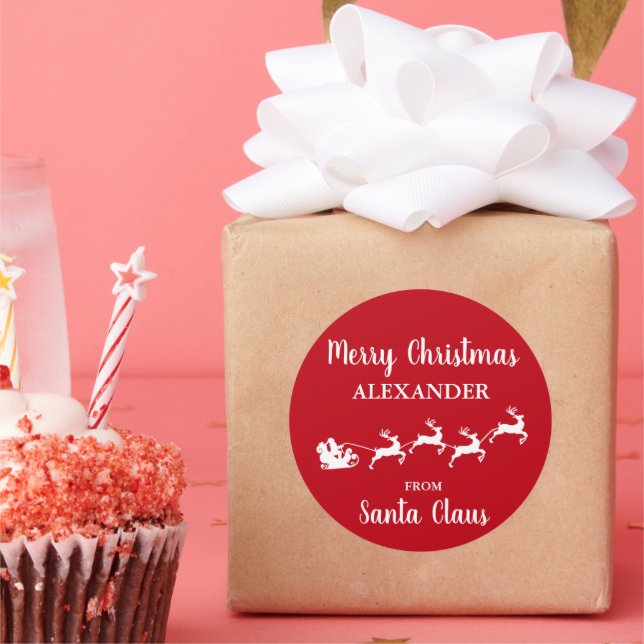 Merry Christmas From Santa Claus ADD NAME Classic Round Sticker (Party)