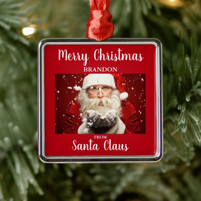 Merry Christmas From Santa Claus ADD NAME Metal Tree Decoration (Tree)
