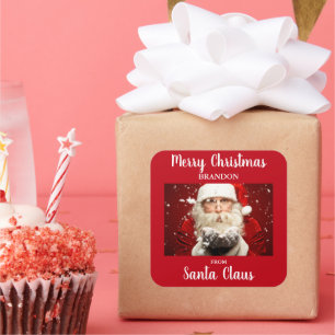 Merry Christmas From Santa Claus ADD NAME Square Sticker