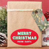 Merry Christmas From Santa Editable Text Red Oval