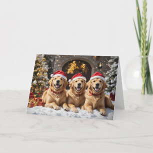 Merry Christmas from Santa's Golden Retrievers Holiday Card