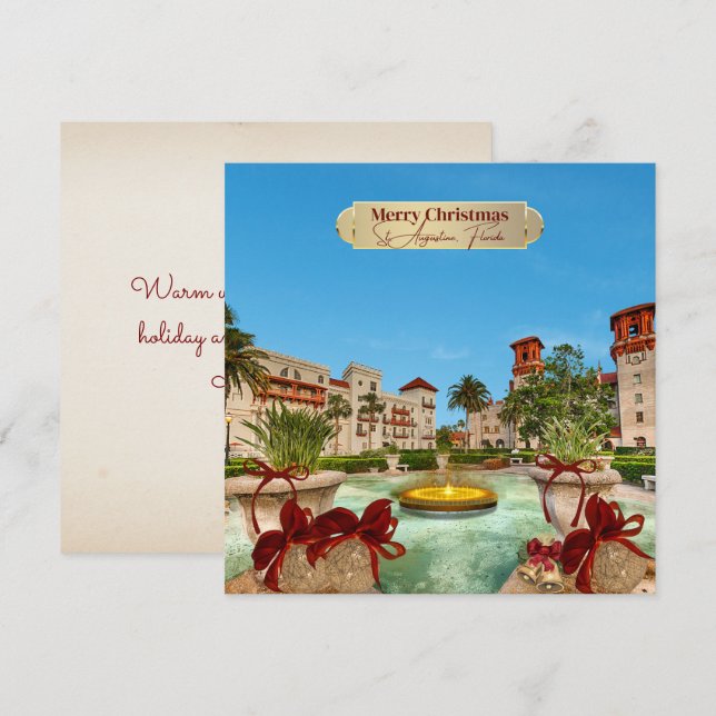 Merry Christmas from St Augustine Florida Elegant Holiday Card (Front/Back)