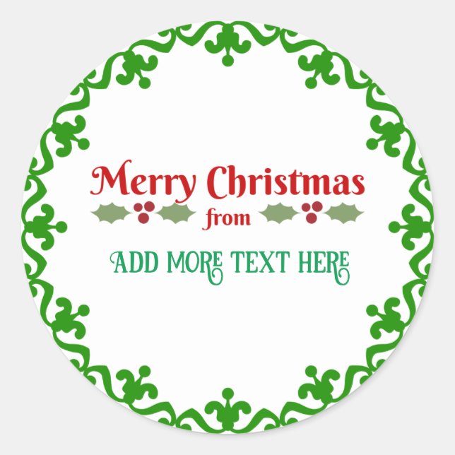 Merry Christmas from TEMPLATE Classic Round Sticker (Front)