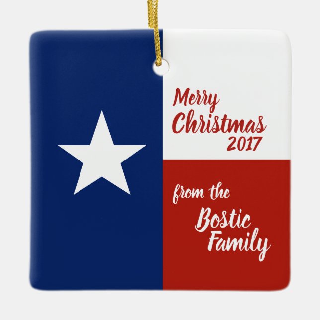 Merry Christmas from Texas Ceramic Tree Decoration (Front)