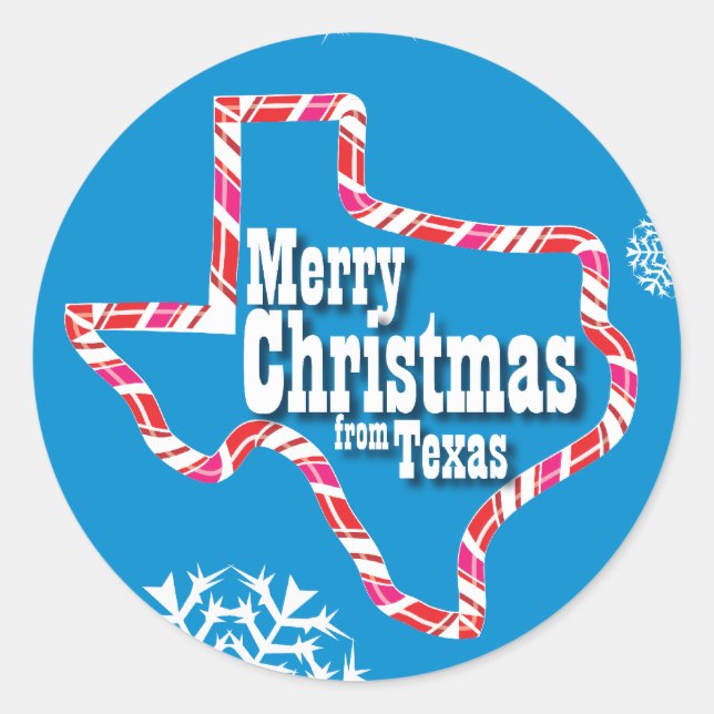 Merry Christmas from Texas Classic Round Sticker (Front)