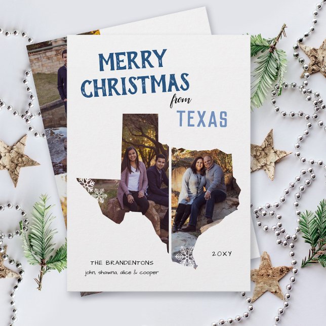 Merry Christmas from Texas We've Moved (From Texas with love four photo Christmas holiday card and moving announcement )