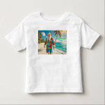 Merry Christmas from the Beach  Toddler T-Shirt<br><div class="desc">Celebrate the holidays with a sunny twist! This festive beach-themed Christmas t-shirt features a cheerful Santa Claus strolling along the shoreline in a colourful Hawaiian shirt and blue shorts. Designed for warm-weather celebrations, this fun holiday tee is perfect for tropical getaways, beach parties, or laid-back Christmas gatherings. The front reads...</div>