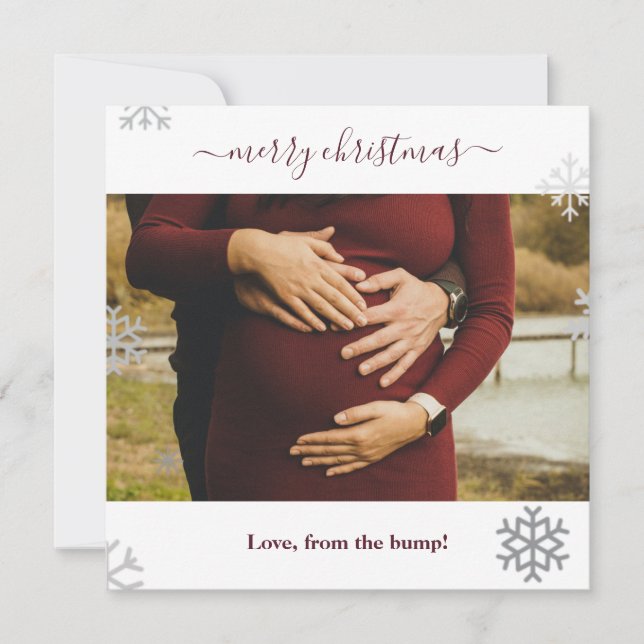 merry Christmas from the bump snowflakes photo Holiday Card (Front)