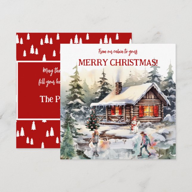 Merry Christmas from the Cabin Flat Holiday Card (Front/Back)
