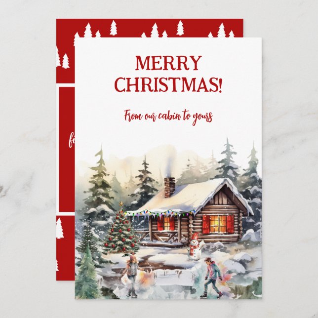 Merry Christmas from the Cabin Flat Holiday Card (Front/Back)