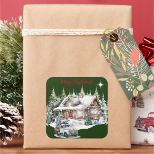 Merry Christmas from the Cabin Holiday Card Square Sticker