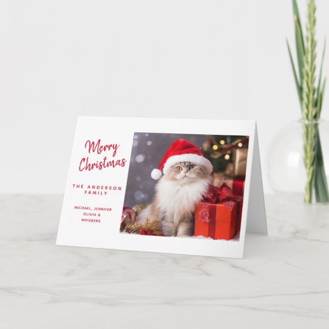 Merry Christmas from the Cat in a Santa Hat Holiday Card (Front)