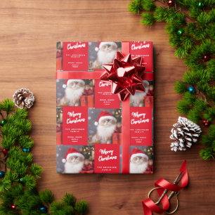 Merry Christmas from the Cat in a Santa Hat Wrapping Paper