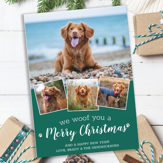 Merry Christmas From The Dog Fun Pet Photo Collage Holiday Card (Creator Uploaded)