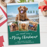 Merry Christmas From The Dog Pet Photo Collage Hol Postcard<br><div class="desc">We Woof You A Merry Christmas! Send cute and fun holiday greetings with this super cute personalised custom pet photo holiday card. Merry Christmas wishes from the dog with cute paw prints in a fun modern photo collage design. Add your dog's photos or family photos with the dog, and personalise...</div>