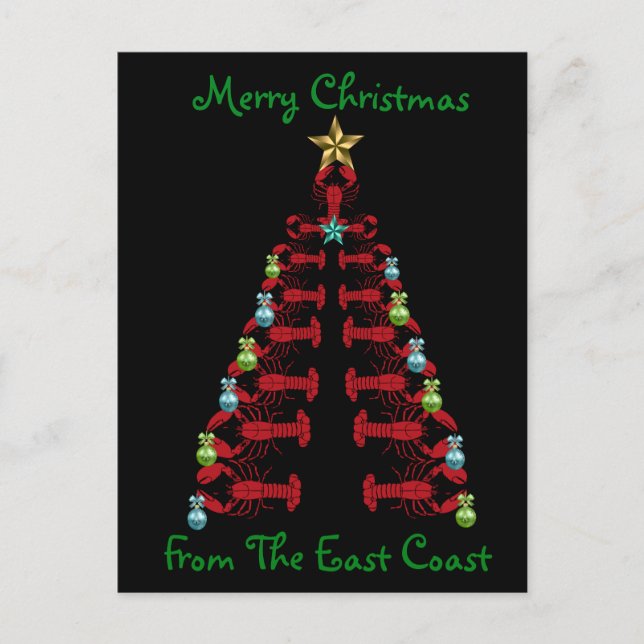 Merry Christmas from the East Coast lobster tree  Postcard (Front)