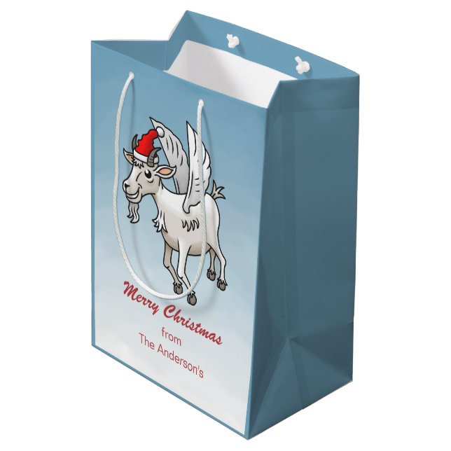 Merry Christmas from The Flying Goat Medium Gift Bag (Back Angled)