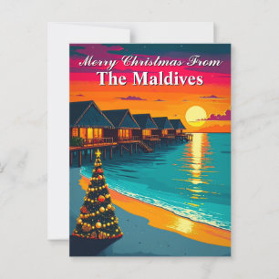 Merry Christmas from the Maldives Tropical Sunset Postcard