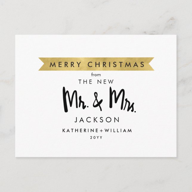 Merry Christmas From The New Mr and Mrs Holiday Postcard (Front)