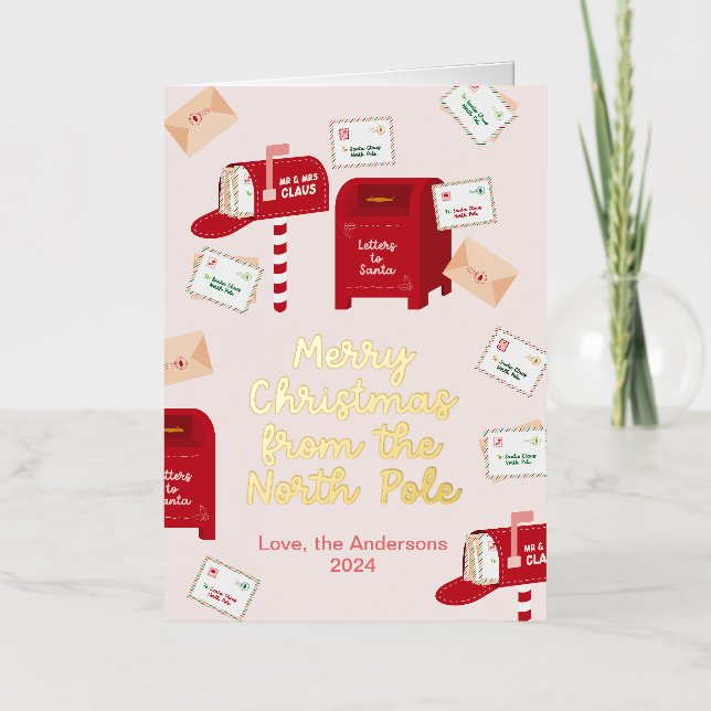 Merry Christmas from the North Pole Foil Holiday Card (Front)