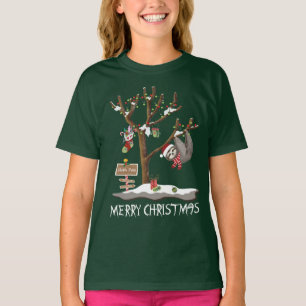MERRY CHRISTMAS FROM THE SLOTH POLE Girl's Holiday T-Shirt