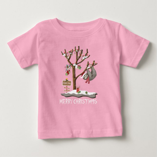 MERRY CHRISTMAS FROM THE SLOTH POLE Infant Baby T-Shirt (Front)