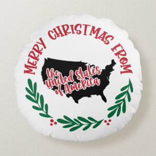 Merry Christmas From the United States of America Round Cushion
