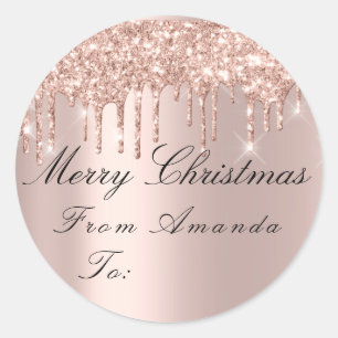Merry Christmas From To Holidays Spark Rose Joy Classic Round Sticker