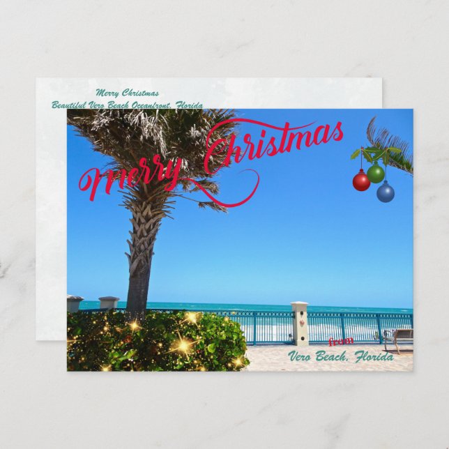 Merry Christmas from Vero Beach Florida Oceanfront Holiday Postcard (Front/Back)