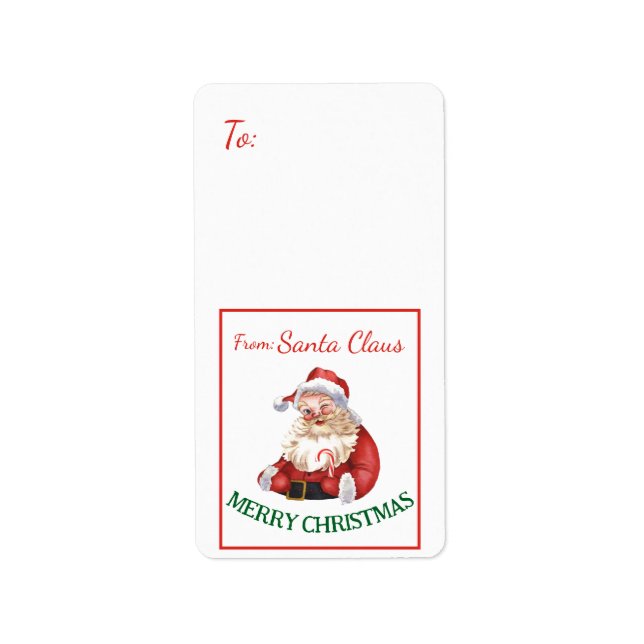 Merry Christmas From Vintage Santa Claus   Label (Front)