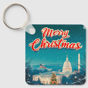 Merry Christmas From Washington Dc Vintage Retro  Key Ring