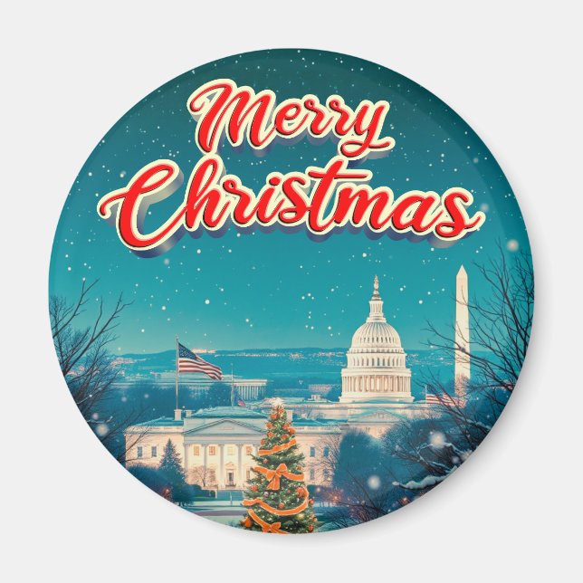 Merry Christmas From Washington  Vintage Retro  Magnet (Front)