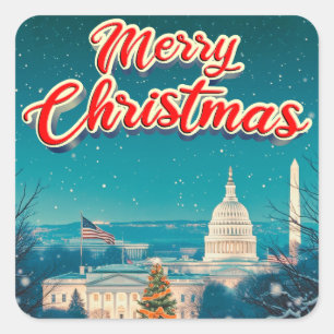 Merry Christmas From Washington Vintage Retro Square Sticker