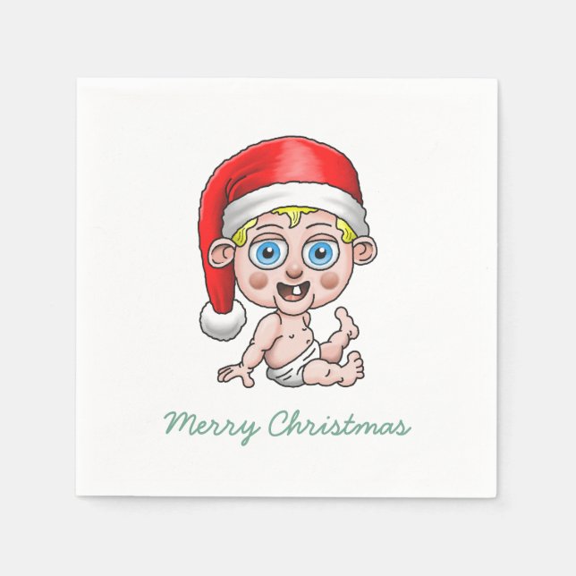 Merry Christmas from Young Santa Napkin (Front)
