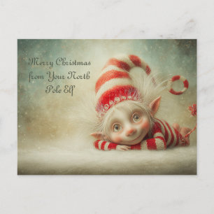 Merry Christmas from Your North Pole Elf Cute Holiday Postcard