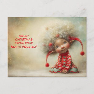 Merry Christmas from Your North Pole Elf   Cute Holiday Postcard