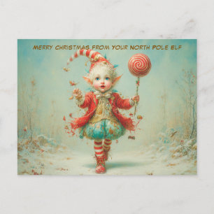 Merry Christmas from Your North Pole Elf Cute Holiday Postcard
