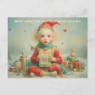 Merry Christmas from Your North Pole Elf   Cute Holiday Postcard
