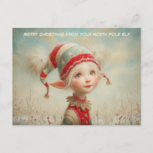 Merry Christmas from Your North Pole Elf Cute Holiday Postcard