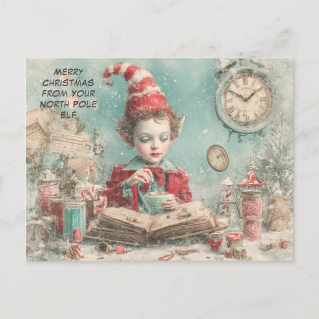 Merry Christmas from Your North Pole Elf | Cute Holiday Postcard (Front)