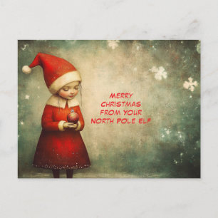 Merry Christmas from Your North Pole Elf Cute Holiday Postcard