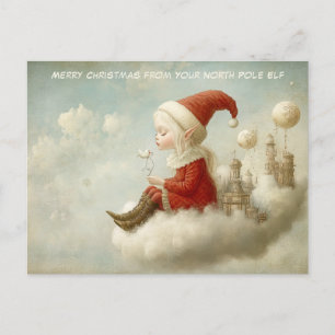 Merry Christmas from Your North Pole Elf   Cute Holiday Postcard
