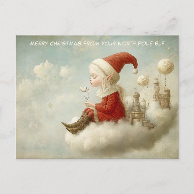 Merry Christmas from Your North Pole Elf | Cute Holiday Postcard (Front)