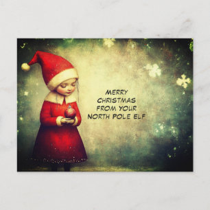 Merry Christmas from Your North Pole Elf Cute Holiday Postcard
